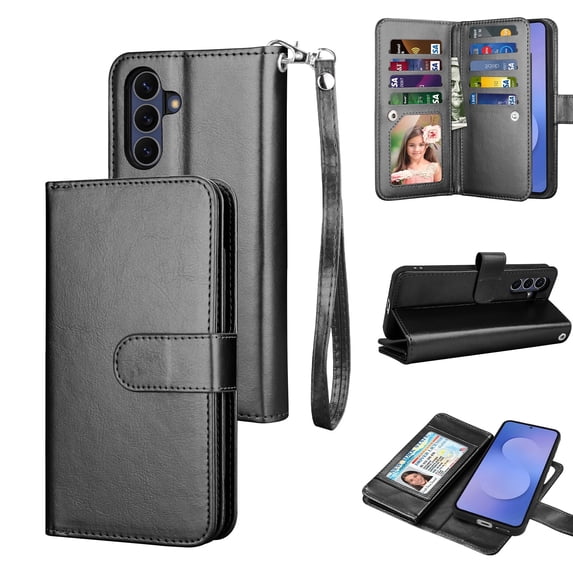 Tekcoo For Samsung Galaxy S26+ Plus 6.7" Case Wallet with Credit Card Holder for Women Men, Flip PU Leather Wallet Phone Case for Galaxy S26 Plus, Detachable Magnetic Kickstand Cover, Black