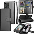 thumbnail image 1 of Tekcoo Wallet Case for iPhone 12 Pro Max / iPhone 12 Mini 2020 Luxury ID Cash Credit Card Slots Holder Carrying Pouch Folio Flip PU Leather Cover [Detachable Magnetic Hard Case] Lanyard - Black, 1 of 6