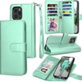 thumbnail image 1 of Tekcoo Wallet Case for iPhone 12 Pro Max / iPhone 12 Mini 2020 Luxury ID Cash Credit Card Slots Holder Carrying Pouch Folio Flip PU Leather Cover [Detachable Magnetic Hard Case] Lanyard - Turquoise, 1 of 6