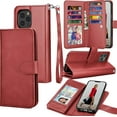 thumbnail image 1 of Tekcoo Wallet Case for iPhone 12 Pro Max / iPhone 12 Mini 2020 Luxury ID Cash Credit Card Slots Holder Carrying Pouch Folio Flip PU Leather Cover [Detachable Magnetic Hard Case] Lanyard - Wine Red, 1 of 6