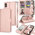 thumbnail image 1 of Tekcoo iPhone X / iPhone XS Wallet Case, 5.8" iPhone X / XS PU Leather Case, Luxury [RGold] License Cash Card Slots Holder Carrying Flip Cover [Detachable Magnetic Hard Case] & Kickstand & Lanyard, 1 of 6