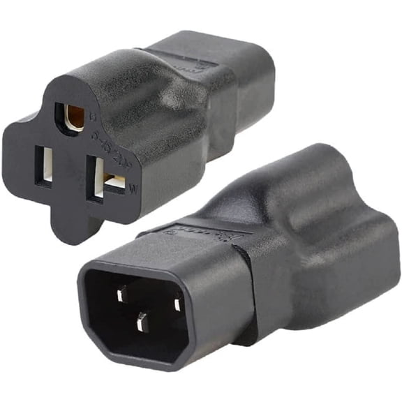 C14 to 5-15R/5-20R Comb  Power Converter Travel Plug Adapter,IEC320 C14  to 5  15R and 5  20R Electical Adapter IEC Splitter,1-Pack