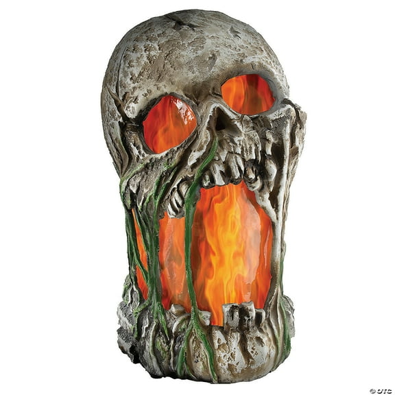 Tekky Toys 12" Light-Up Animated Flaming Rotted Skull Halloween Decoration