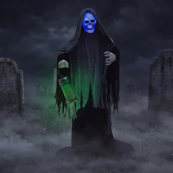 Tekky Toys 5.5 ft Animated Rising Ghost Reaper Halloween Decoration - Gray
