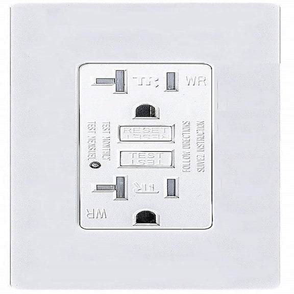 Teklectric - GFCI Receptacle 20A 125V and Free Wall Plate - GFCI Outlet 20 AMP 125 VOLT Wall Plate Included (1) (20A Weather/Resistant GFCI)