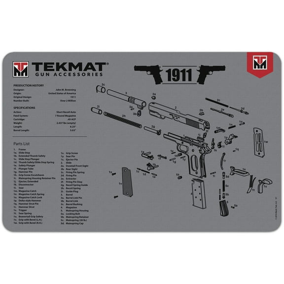 TekMat Original Gun Cleaning Mat - 17" X 11" - 1911 Gray
