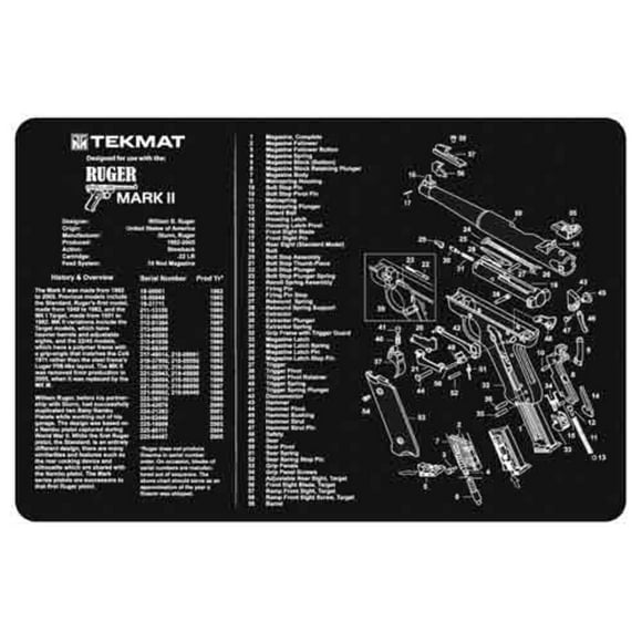 Tekmat Armorers Bench Mat 11inx17in Ruger Mark II Pistol, 17-RUGERMK2
