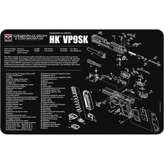 Tekmat Armorers Bench Mat 11inx17in Heckler & Koch Vp9sk