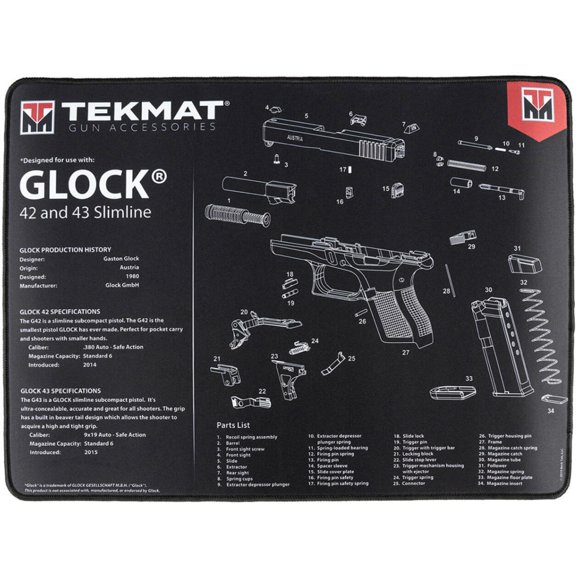 Tekmat Ultra 20 Gun Cleaning Mat for Glock 42/43 Black
