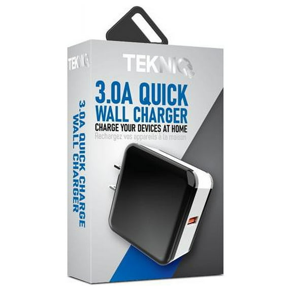 Tekniq 2357117 3 Amp Quick Charge Wall Charger, Assorted Color - Case of 12