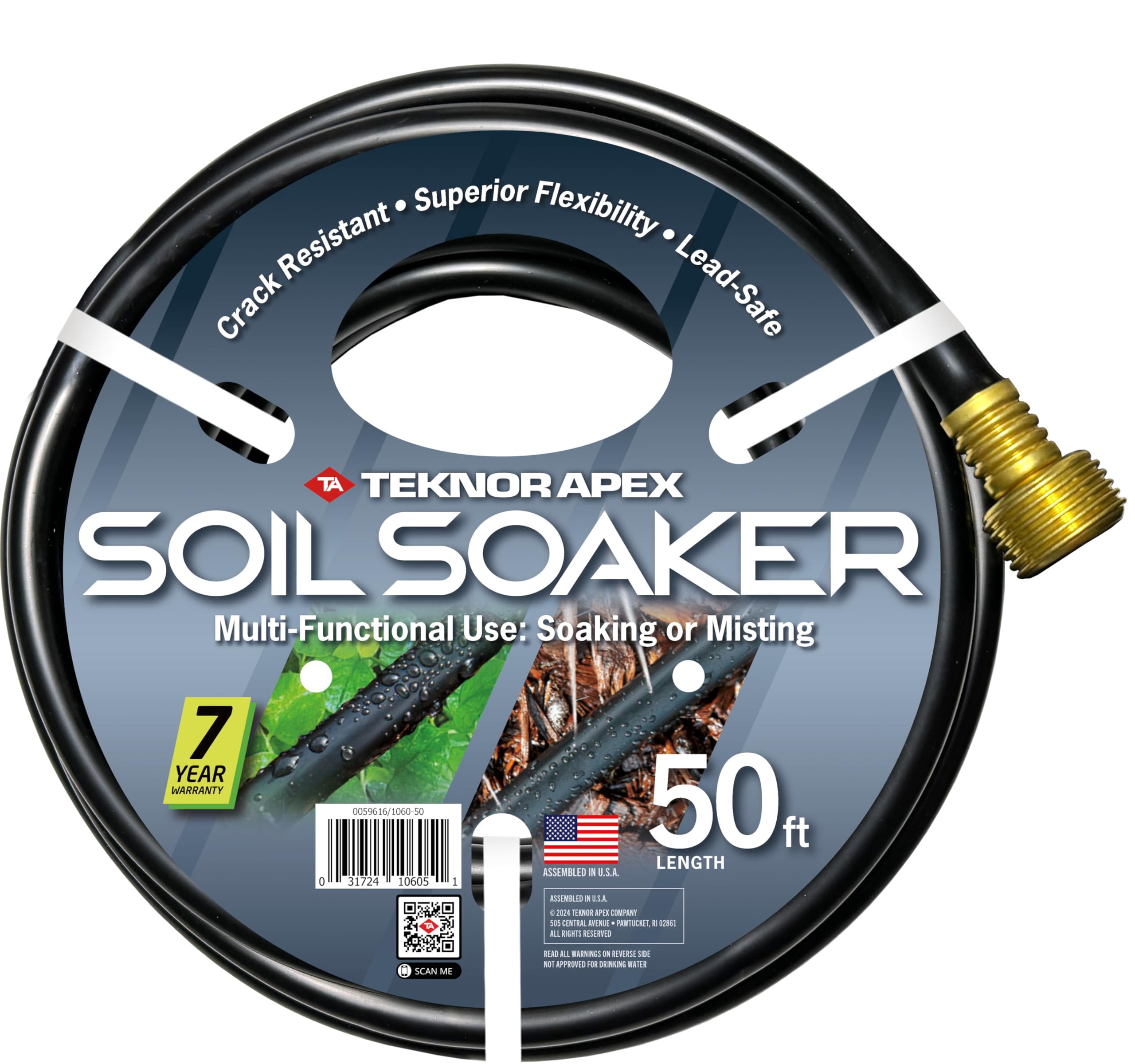 Teknor Apex 5/8" x 50 Feet Soil Soaker Garden Hose for Garden Beds, Drip Irrigation Outdoor Hose, Flexible Garden Hose for Vegetables and Flower Beds,1060-50 5/8" x 50ft