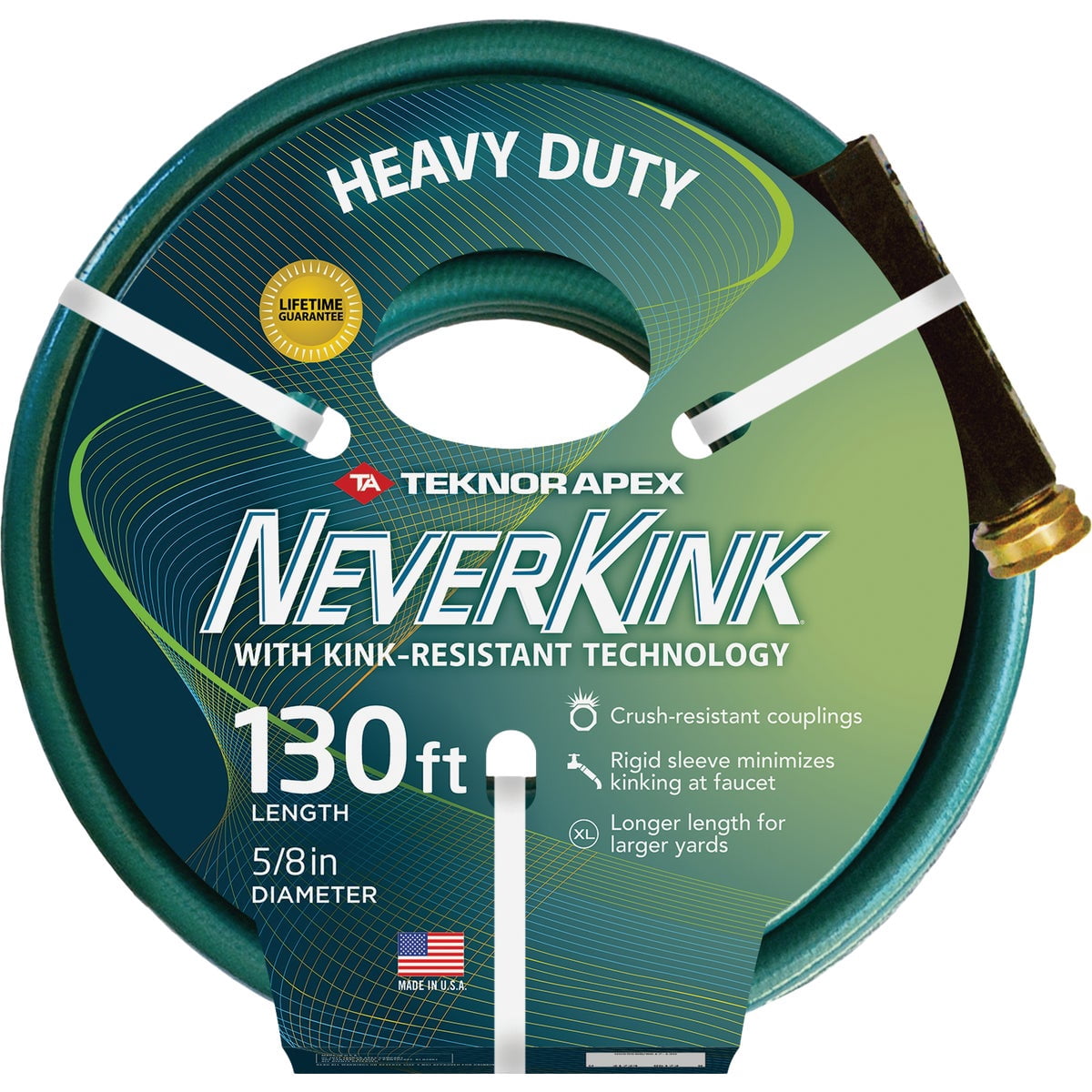 Teknor Apex Neverkink Garden Hose Heavy Duty - Tangle Proof - 130 Ft. — Garden & Landscape Use, Standard Connection