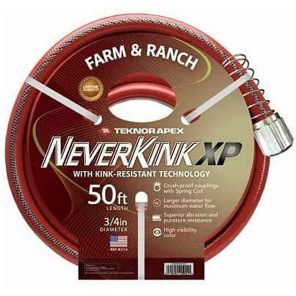 Teknor Neverkink Xtreme Performance Farm And Ranch Hose, 34-in. X 50-ft, Red