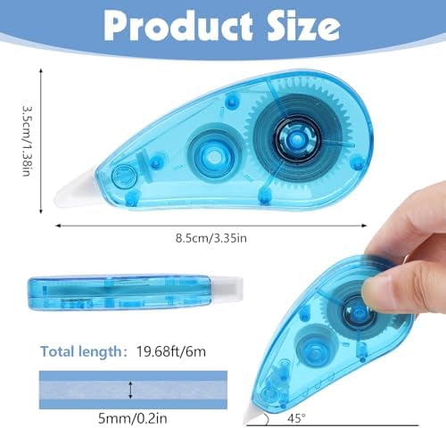 Tekola 12 Pack Correction Tape - Colorful 19.69 Ft Each Correction Tape Roller for Students & Office Supplies