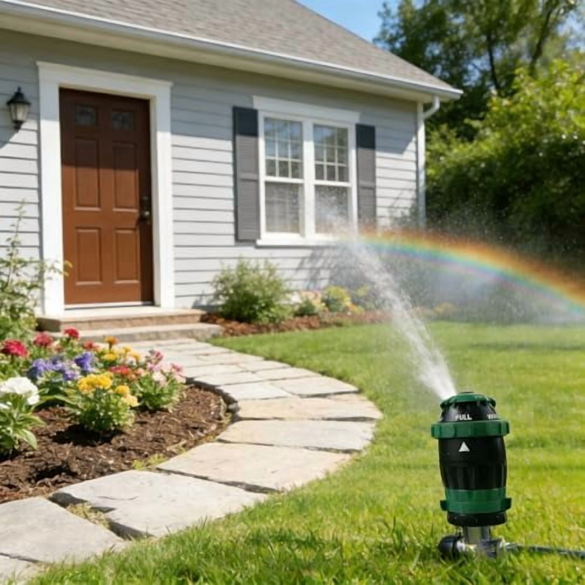 Tekola 2-Pack Gear Drive Sprinklers for Yard, 360 Degree Garden Water Sprinkler Head on Spike Base with 3/4 Inch Adapters, 5 Modes Adjustable Irrigation Tool for Large Area Yard Lawn Garden