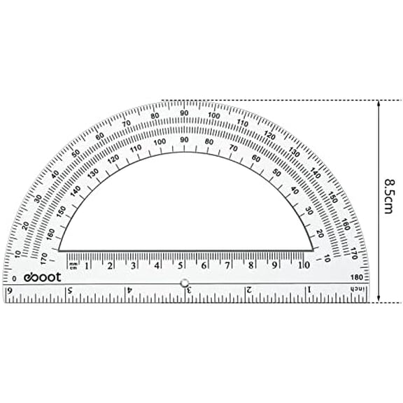 Tekola 24 Pack Plastic Protractors Math Protractor 180 Degrees 6 Inch (Clear)
