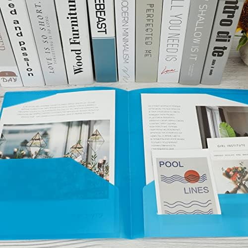Tekola 32pcs Plastic Folders with Pockets, Heavy Duty Folders with 4 Pockets for Office and School, Letter Size, 8 Assorted Colors