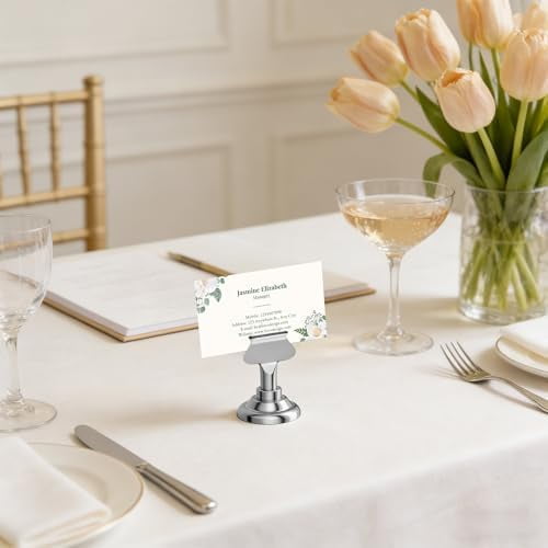 Tekola 36 Pieces Table Card Holder Place Card Holders 1.7 inches Gold Steel Card Holders for Photos, Food Signs, Memo Notes, Weddings, Restaurants, Birthdays(Silver 36PK)