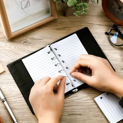 Tekola 6 Hole Mini Lined Paper Refill 200 Sheets Blank Planner Refills Loose Leaf Papers 3 x 5 Inches for Binders Planner Inserts Mini Ruled Filler Books Memo Papers Notebooks(White)