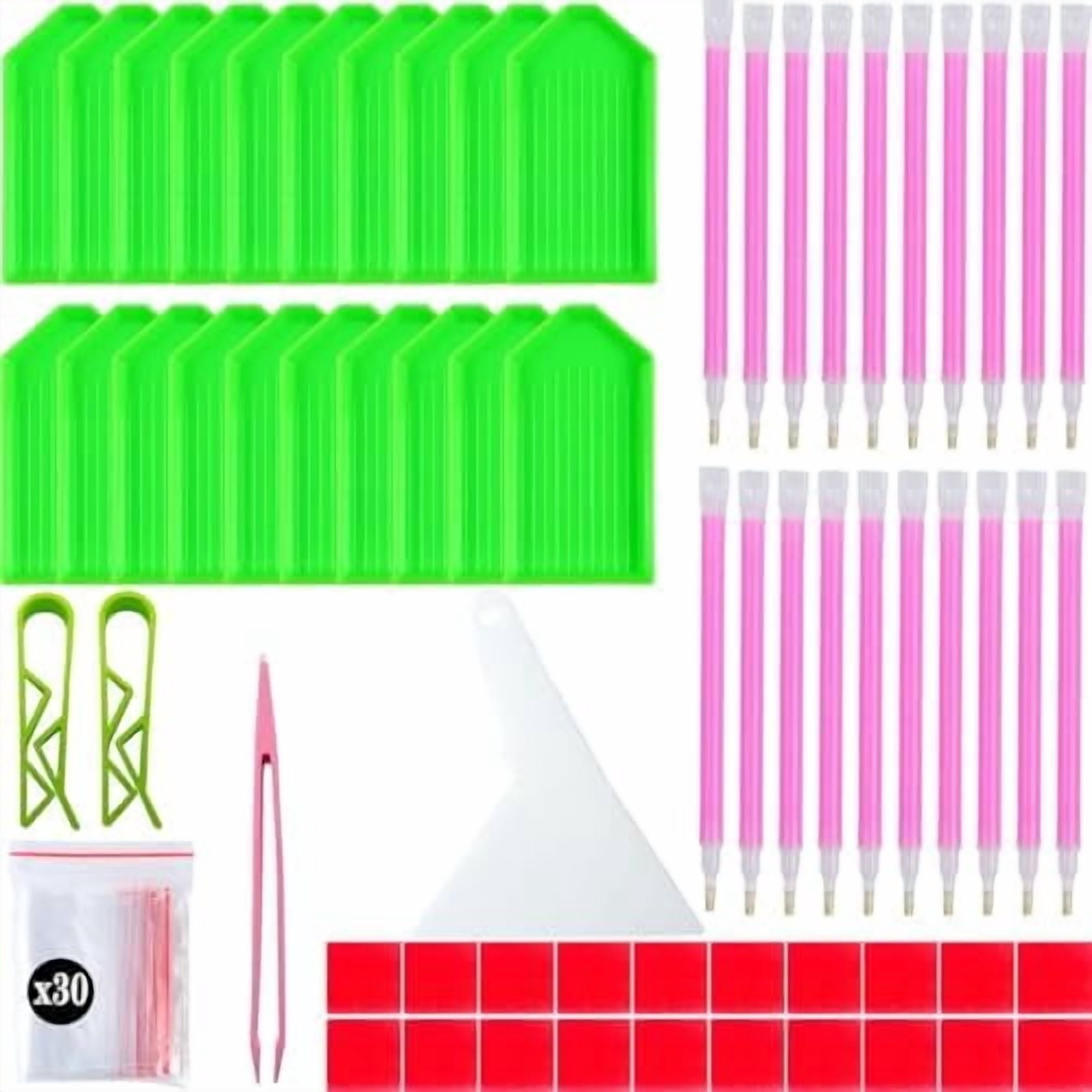 Tekola 94PCS 5D Diamond Art Painting Tools and Accessories Kits,with 20 Plastic Diamond Trays,20pcs Glue Clay,20 Diamond Art Painting pens,Non-Slip Clips,tweezer,and Diamond Crreection