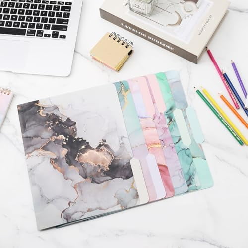 Tekola Decorative File Folders Cute Colored File Folder,Letter Size File Folders for Documents,1/3-Cut Tabs,9 x 11.5 Inches,for Office,School,Home (24, Marble)