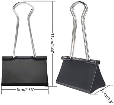 Tekola Extra Large Binder Clips 2.4-Inch (12 Pack), Big Paper Clamps for Office Supplies, Black