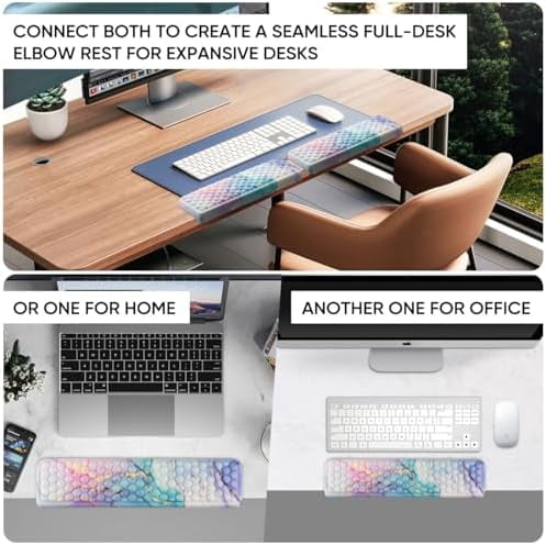 Tekola L-Shaped Desk Elbow Pad for Desk 2 Pack, Soft Memory Foam Elbow Support Padding with Non-Slip Base, Easy Typing Pain Relief Comfort for Office Work Gaming Marble Blue