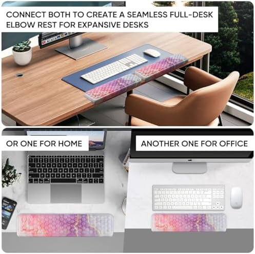 Tekola L-Shaped Desk Elbow Pad for Desk 2 Pack, Soft Memory Foam Elbow Support Padding with Non-Slip Base, Easy Typing Pain Relief Comfort for Office Work Gaming Marble Pink
