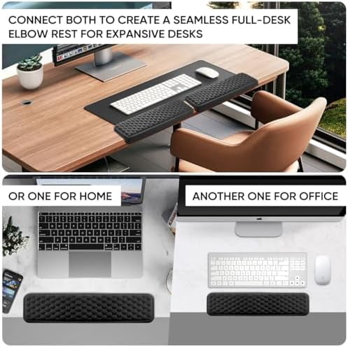 Tekola L-Shaped Desk Elbow Pad for Desk, Memory Foam Elbow Support Padding with Non-Slip, 2 Pack Ergonomic Desk Edge Cushion, Wrist Comfort Support for Office Home Black