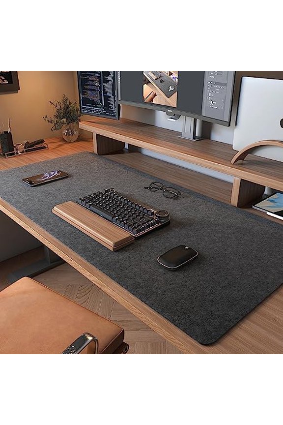 Large Felt Desk Mat, 40''x16'' Non-Slip Full Desk Mouse Pad, Office Computer Desk Mat for Keyboard,100X40cm Felt Desktop Mat for Desk Pad Protector