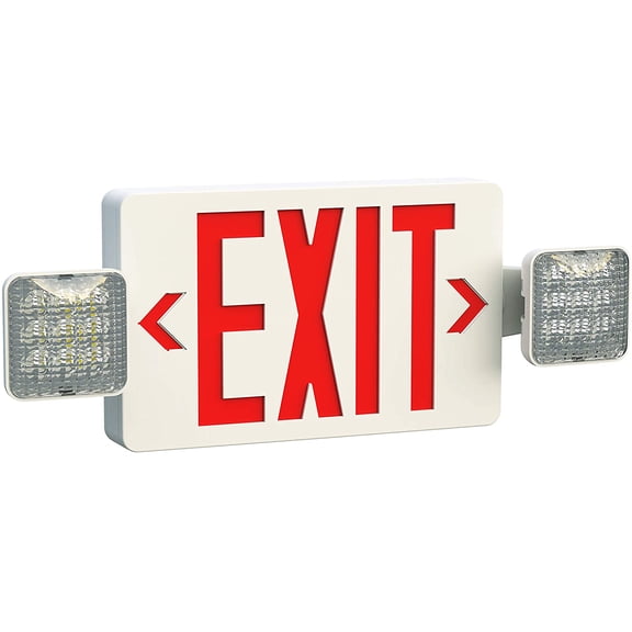 Tekpower GC4 120/277V 2-in-1 Exit Sign & LED Emergency Light with Dual Adjustable Lamp Heads