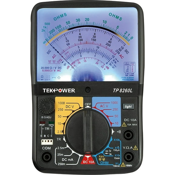 Tekpower TP8260L Analog Multimeter With Back Light, and Transistor Checking dock