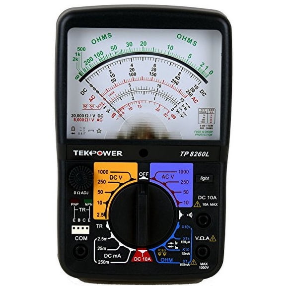 Tekpower TP8260L Analog Multimeter with Back Light, and Transistor Checking Dock