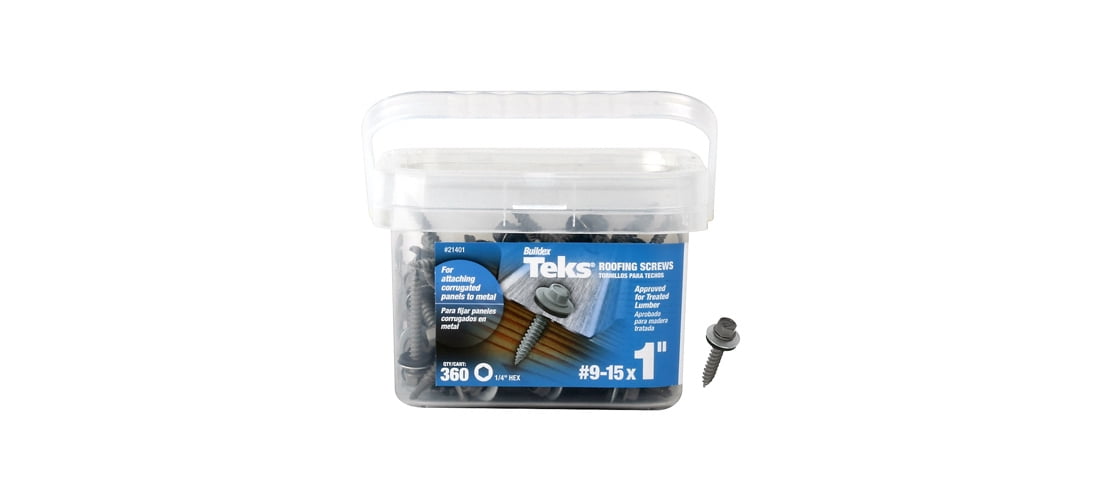 Teks #9 x 1 in. HEX WASHER HEAD SHARP PT METAL-TO-WOOD ROOFING SCREWS 360CT