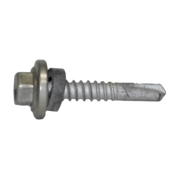 Self-Drilling Screw, #12 x 1 in, Climaseal Steel Flange Hex Head External Hex Drive, 250 PK
