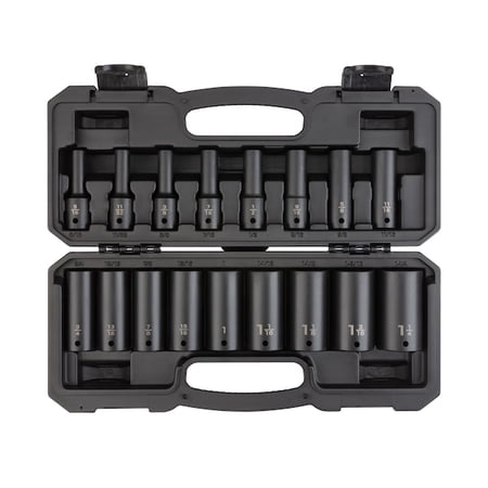 Tekton, 17-pc 1/2in. Drive Deep 6-Point Impact Socket Set, Model# SID92305