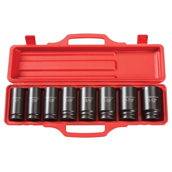 TEKTON 3/4 Inch Drive Deep 6-Point Impact Socket Set with Case, 8-Piece (1 - 1-1/2 in.) | 4891