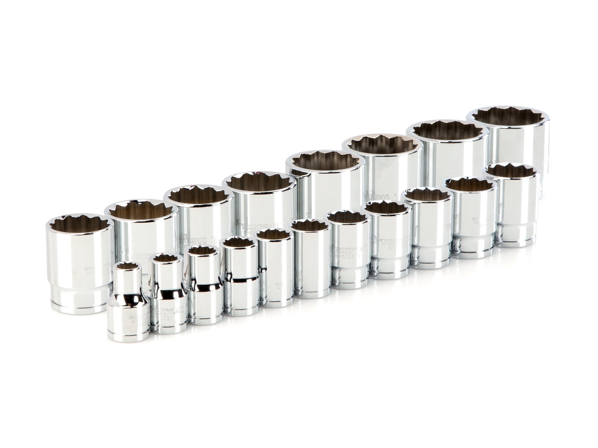 TEKTON 1/2 Inch Drive Shallow 12-Point Socket Set, 19-Piece (3/8 - 1-1/ ...
