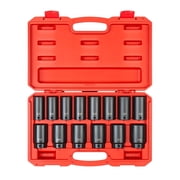 TEKTON 1/2 Inch Drive Deep 6-Point Impact Socket Set with Case, 14-Piece 25 - 38 mm | SID92333