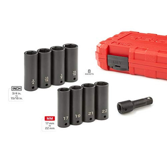 Tekton, 9-pc 1/2in. Drive Impact Lug Nut Socket Set, Model# SID92415