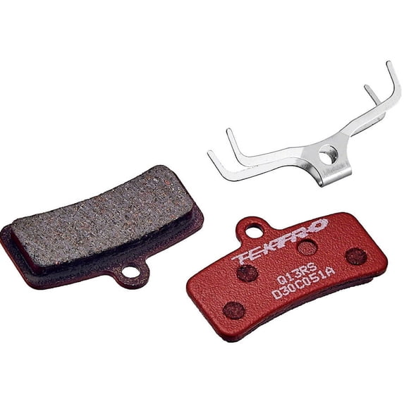 Tektro Q13RS Disc Brake Pad - Resin, 5mm Thickness, For 4-Piston Brake Calipers, Red