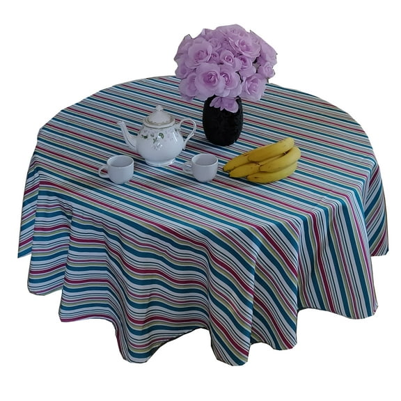 Tektrum Waterproof 12.00 x 9.00 Modern Colorful Stripe Polyester Tablecloth