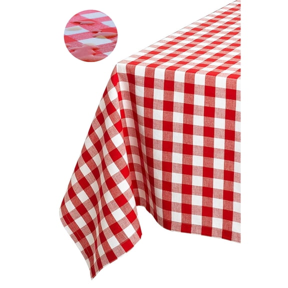 Tektrum 100% Polyester Waterproof 60 X 84 Inch 60"X84" Rectangular Checker Checkered Tablecloth Table Cover - Spill Proof/Stain Resistant/Wrinkle Free/Heavy Duty - Camping Picnic (Red and White)