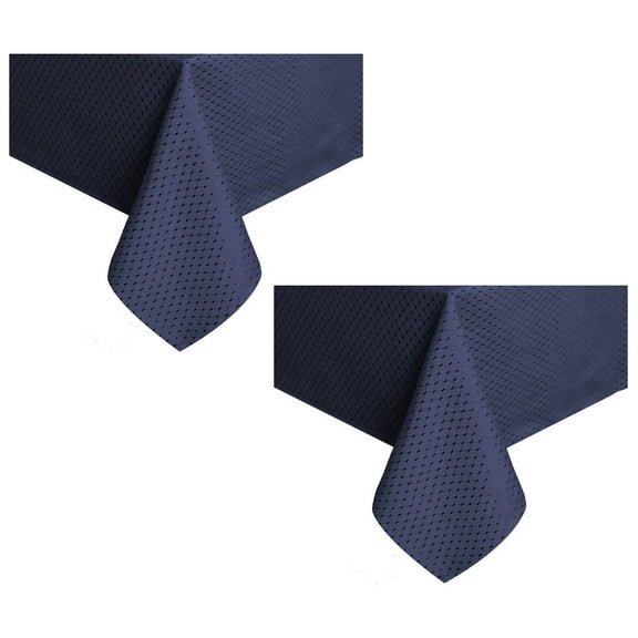 Tektrum 2 Pack 60 X 102 inch 60"X102" Rectangular Elegant Waffle Weave Check Jacquard Tablecloth Table Cover - Waterproof/Stain Resistant/Spill Proof/Wrinkle Free - Great for Dinner, Parties (Navy Blue)