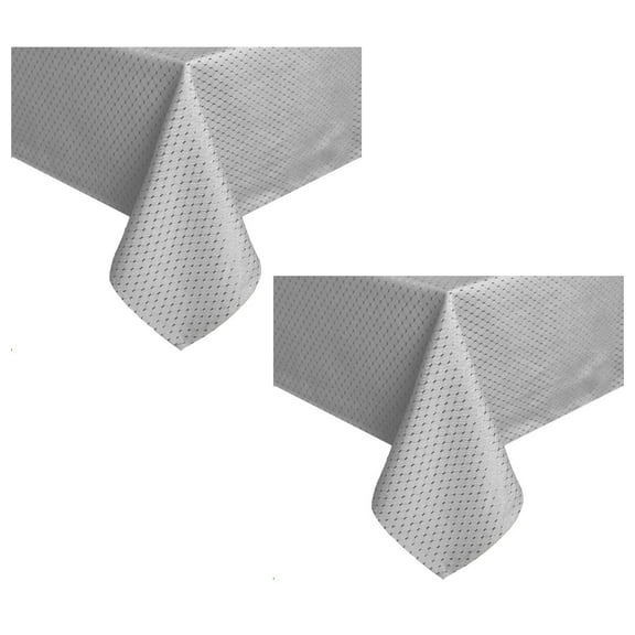 Tektrum 2 Pack 60 X 120 inch 60"X120" Rectangular Elegant Waffle Weave Check Jacquard Tablecloth Table Cover - Waterproof/Stain Resistant/Spill Proof/Wrinkle Free - Great for Dinner, Parties (Grey)