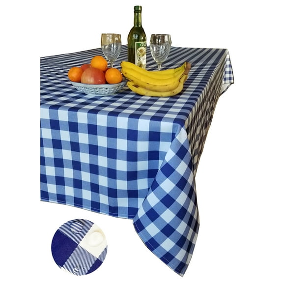 Tektrum 52" x 70" Waterproof Blue & White Checkered Tablecloth
