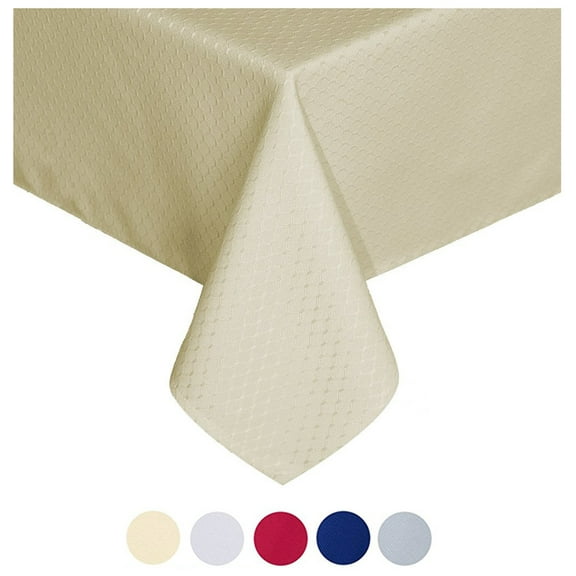 Tektrum 60 X 102 inch 60"X102" Rectangular Elegant Waffle Weave Check Jacquard Tablecloth Table Cover - Waterproof/Stain Resistant/Spill Proof/Wrinkle Free - Great for Dinner, Banquet, Parties (Beige)