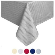 Tektrum 60 X 102 inch 60"X102" Rectangular Elegant Waffle Weave Check Jacquard Tablecloth Table Cover - Waterproof/Stain Resistant/Spill Proof/Wrinkle Free - Great for Dinner, Banquet, Parties (Grey)