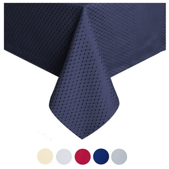 Tektrum 60 X 84 inch 60"X84" Rectangular Elegant Waffle Weave Check Jacquard Tablecloth Table Cover - Waterproof/Stain Resistant/Spill Proof/Wrinkle Free-Great for Dinner, Banquet, Parties (Navy Blue)