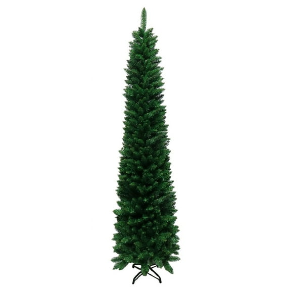 Tektrum 7-Feet Artificial Christmas Fir Pencil Tree with Tapered Branch Tips, Solid Metal Stand for Christmas/Holiday/Party - Slim Slender Tree for Tight Spaces (TD-SYCT-1610D-17)